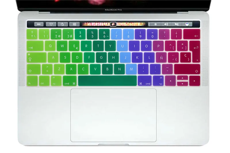 Dazzle Rainbow КРЗ испанский ЕС Силиконовый чехол для клавиатуры для Mac Pro 13,3 A1706 A1989 A2159 15,4 A1707 A1990 /// с сенсорной панелью - Цвет: Dazzle Rainbow