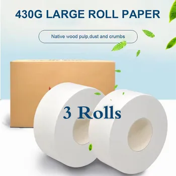 

3 Roll White Toilet Paper 4-layers Jumbo Roll Towels Virgin Wood Pulp Adjunct Non-Smell Soft Tissue for Home Public Hotel