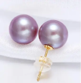 

Fashion jewelry Free Shipping gorgeous 9-10mm south sea round lavender pearl earring