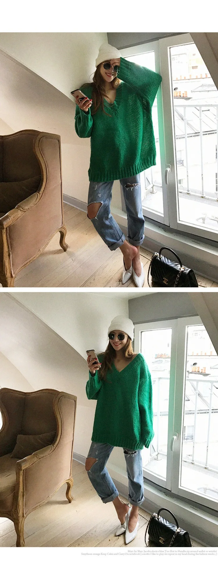 Autumn New Women's Pullovers Sweater Mohair Knitting Hollow Out V-neck Loose Korean Female Casual Fashion Tops T98319D