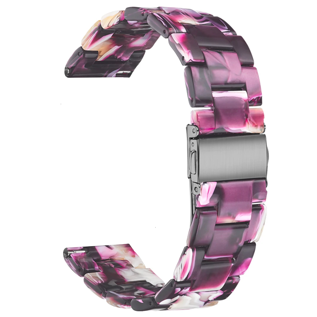 Сменный Браслет из смолы ремешок 22 мм ремешок для samsung Galaxy Watch 46 мм Active gear S3 Classic Amazfit 2S HUAWEI watch GT - Цвет ремешка: Flash purple
