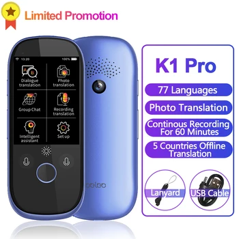 

Boeleo K1 Pro AI Smart Voice Photo Translation 77 Languages Real-time Face-to-Face WIFI 2.4''TFT 12MP Multi-function Translator