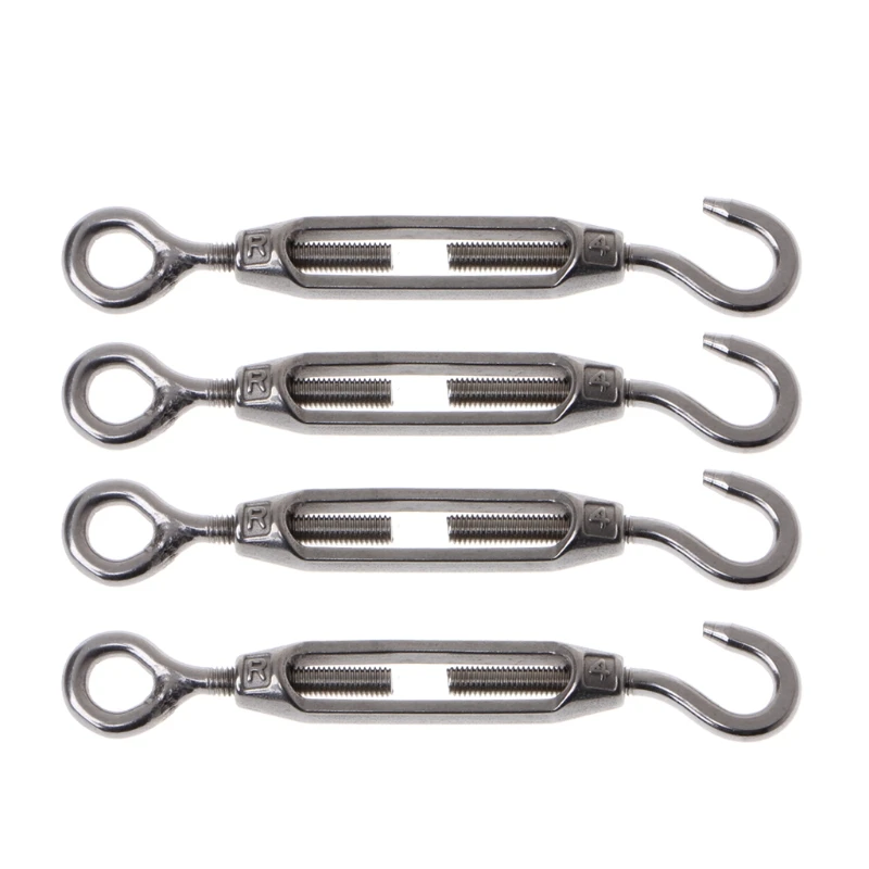 Set of 5 304 Stainless Steel M4 Hook /& Eye Turnbuckle Wire Rope Tension