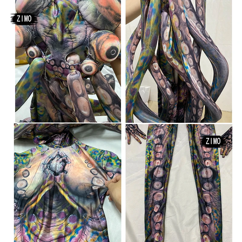GOGO Halloween costume party horror thriller alien Octopus lifelike jumpsuit stage performance dancer festival outfit drag queen