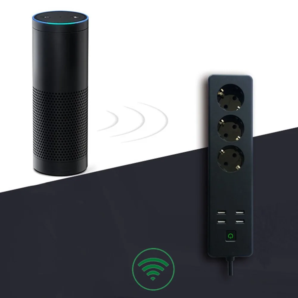 Wifi Smart power Strip 4 EU розетки вилка с 4 usb зарядным портом приложение для синхронизации Голосовое управление домашний помощник