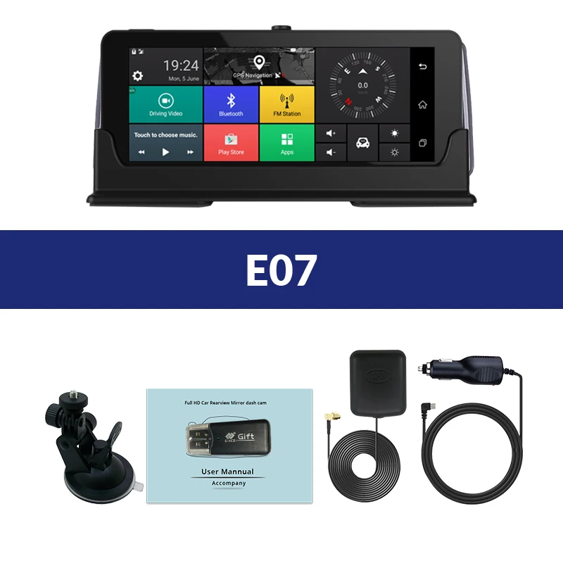 E-ACE E07 1080P HD 4G Автомобильный видеорегистратор Камера ADAS видео рекордер Android 5,1 gps навигация удаленный монитор грузовик видеорегистратор двойная камера s