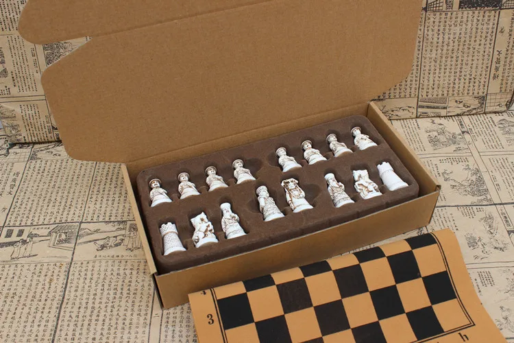 Antique Chess Medium Size PVC Chessboard Qing Pawn Chess Pieces Figure Shape Child Gift Toys Kids Set Board Game Home