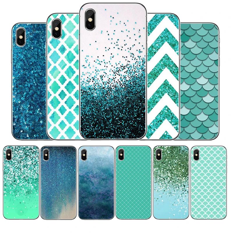 Блестящий Прозрачный чехол для телефона с зеленой мятой iphone 13 12 11Pro Max 11 XR XS X 8 7 6 6S