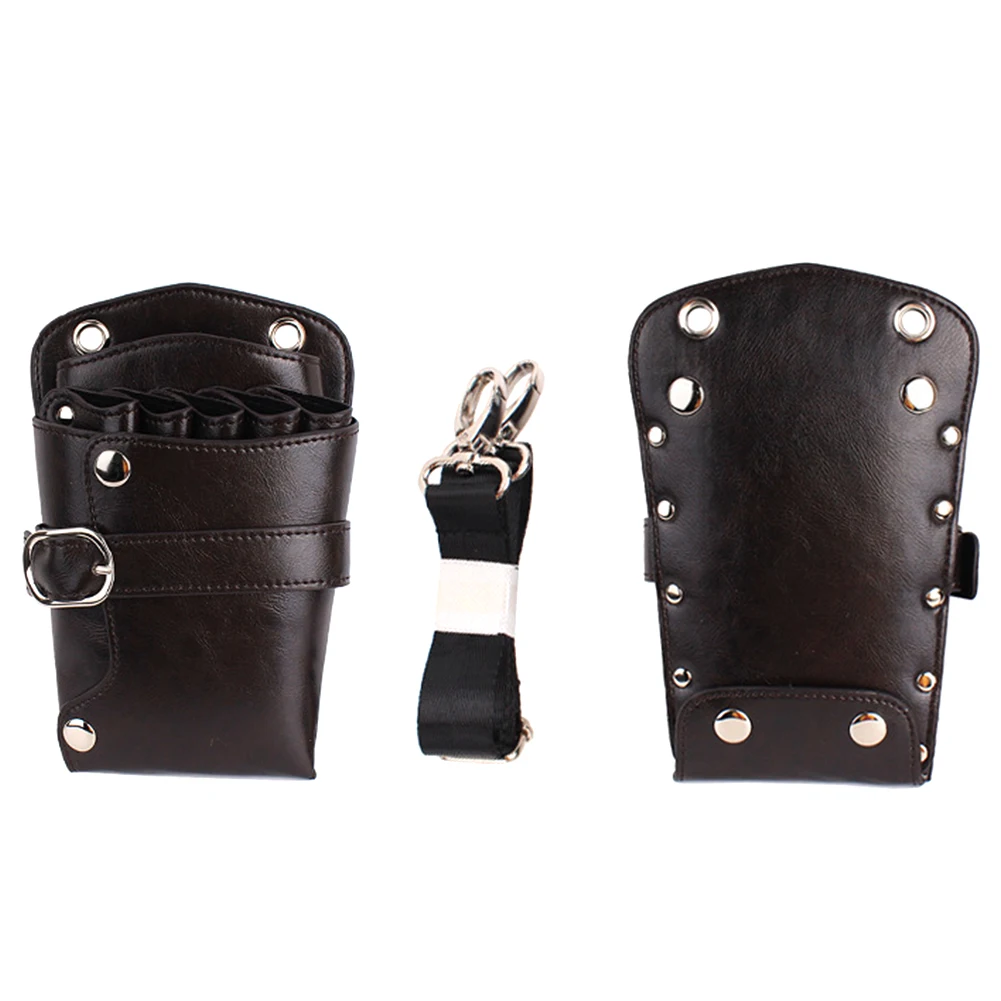 Shoulder Adjustable Strap PU Bag Tool Storage Pouch Waist Pack Barber Holder Casual Waterproof Scissors Rivet Hairdresser