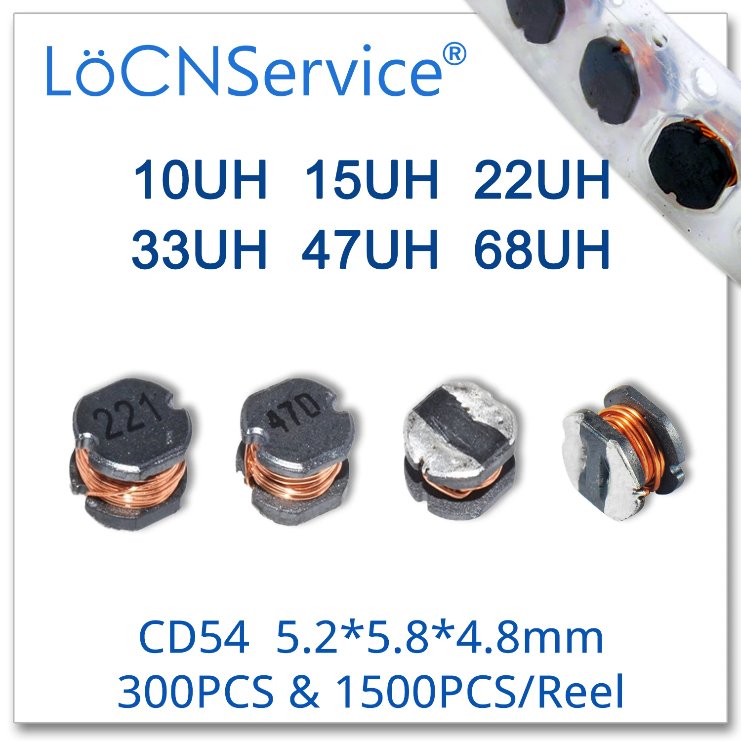 LoCNService 300 шт. 1500 CD54 5 2x5 8x4 8 мм SMD 10UH 15UH 22UH 33UH 47UH 68UH силовой индуктор 2*5 8*4 | Электроника
