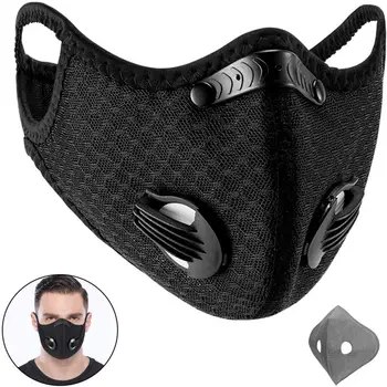 

Cycling Half Face Mask PM2.5 Filter 2 Exhale Valves Ski Dustproof Anti Pollution Smog Face mask Sport Cover Shield