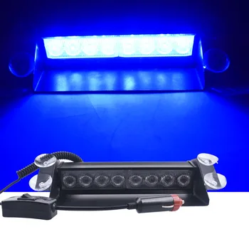 DC 12V Auto 8 LED Polizia Luce stroboscopica Blu Dash Lampada di emergenza lampeggiante 3 Flash Fendinebbia per auto moto camion