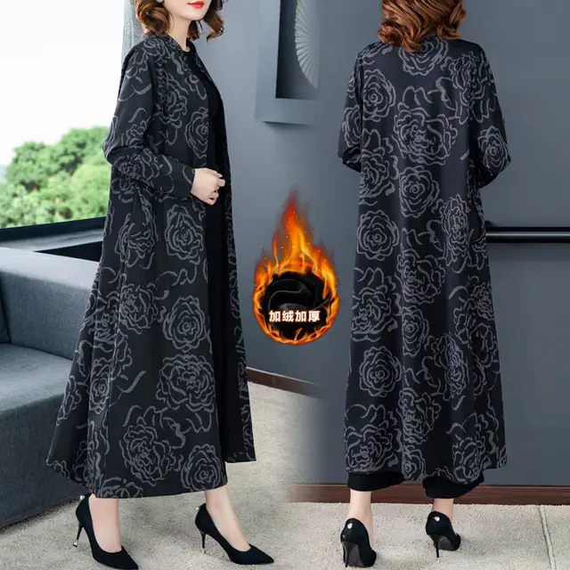 Velvet Long Windbreaker Jacket for Women