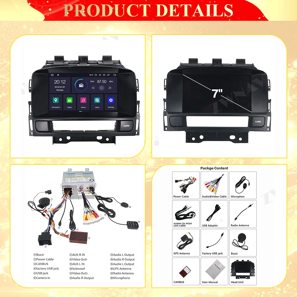 2 Din Carplay Android Radio Receiver For Opel Vauxhall Holden Astra J CD300 CD400 2010 2011 2012 2013 GPS BT Recorder Head Unit