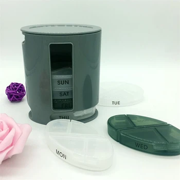 

7 Day Portable Moisture-proof 1 Week Pill Box With 28 Grids Handy Pill Box Pill Splitter Pill Case Travel Pill Storage Container