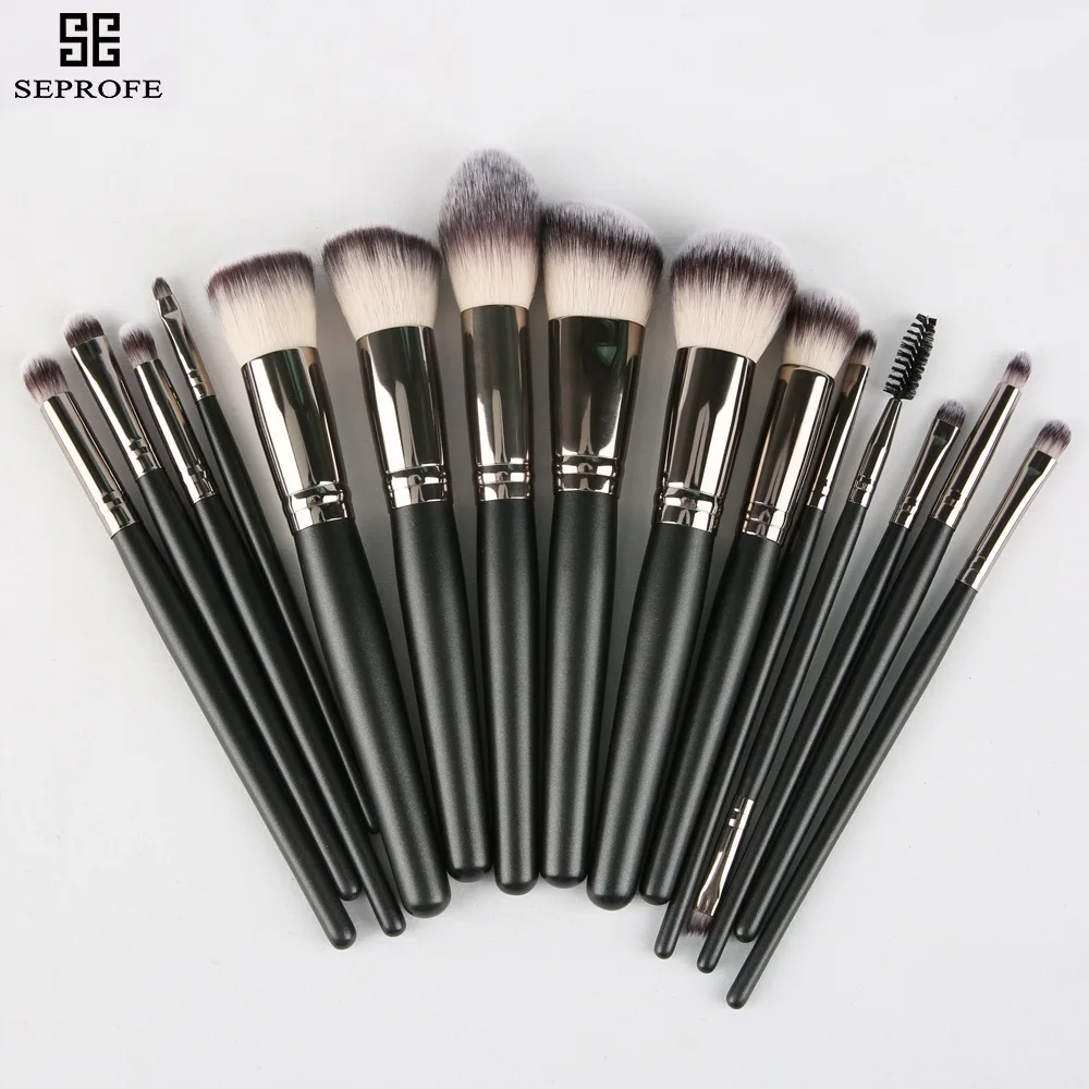 

15pcs Black Makeup Brushes Set Powder Foundation Eyeshadow Make Up Brush Kits Cosmetics Beauty Tools Blush Eyebrow Eyelash Brush