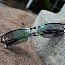 Полурамки прогрессивные многофокусные очки с переходом фотохромные очки для чтения мужские очки для чтения рядом с дальним видением NX
