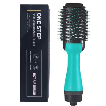 

Hair Dryer Brush Hot Air Brush Fast Drying Styler Negative Ion Electric Blow Dryer Rotating Straightener Curl Brush Green