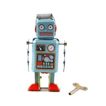 

Robot Toy 1pc Vintage Mechanical Clockwork Robot Wind Up Metal Walking Robot Action Finger Tin Toys for Children KidS Gift Hot !