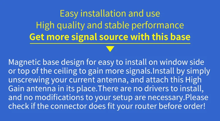 Wifi антенна магнитная присоска база RP-SMA разъем wifi удлинитель для 2,4G/4G/5G/5,8G Универсальный