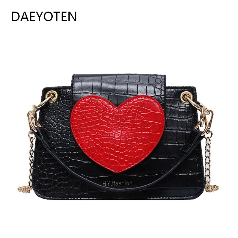 

DAEYOTEN Red Love Alligator Women's Handbag Small Shoulder Bag Crocodile Pattern Women Evening Bags Designer Handbags ZM0394
