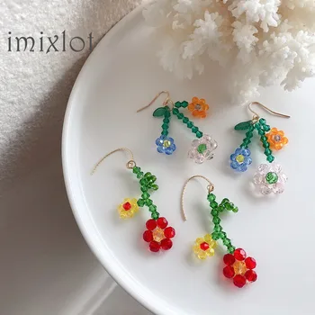 

East Gate earrings, female super immortal temperament, all kinds of handmade contrast crystal flower earrings and Earrings