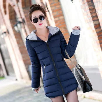 

Women down cotton jacket 2020 winter hooded warm coat female plus size candy color padded jacket women wadded jaqueta feminina