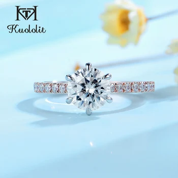 

Kuololit 1CT Moissanite 585 10K 14K Rose Gold Ring For women Solitaire Luxury ring for Engagement Anniversary Bridal Gifts New