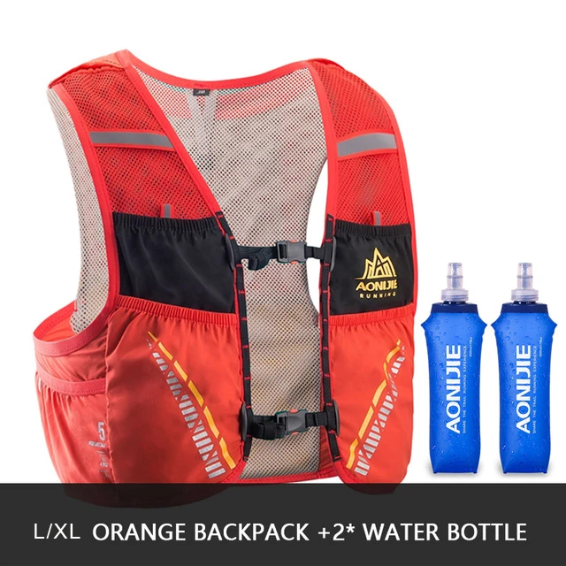Orange L-XL bottles AONIJIE C933 2.5L гидратации рюкзак сумка Жилет Жгут воды мочевого пузыря Туризм Кемпинг бег марафон гонки спорт - Цвет: Orange L-XL bottles