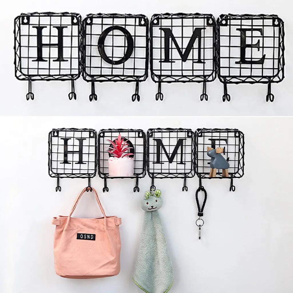 

2 Iron Hooks Suction Wall Mount Keys Mail Letter Organizer Storage Rack Home Entrance Keys Bags Clothes Hats Hanger Holder
