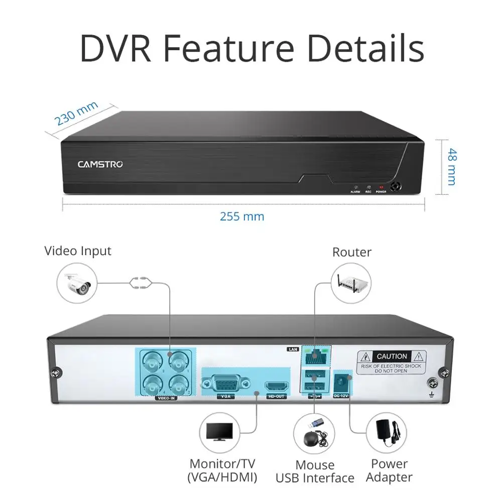Camstro 4CH 5MP камера безопасности Система 5MP Lite 5в1 H.264+ DVR с 4 шт 5MP HD Bullet Открытый водонепроницаемый комплект видеонаблюдения CCTV