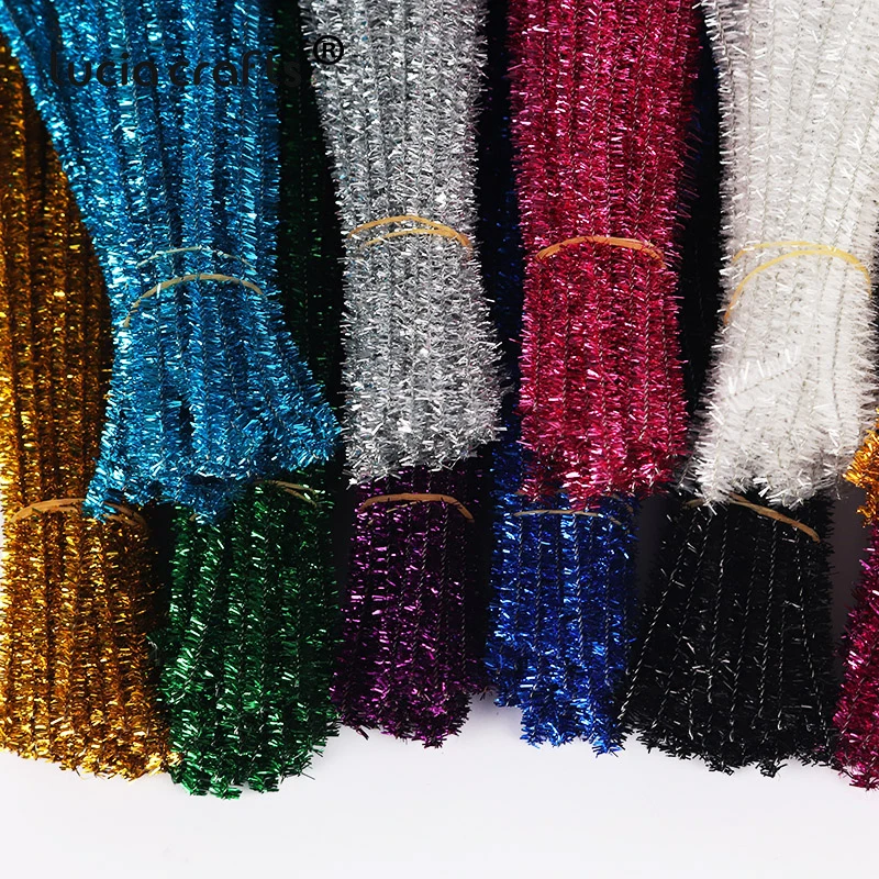 50 Tinsel ties Christmas Pipe Cleaners Metallic Craft Childrens