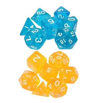 

14-Dice Sided D4 D6 D8 D10 D12 D20 MTG Magic the Gathering D Transparent Blue & Yellow