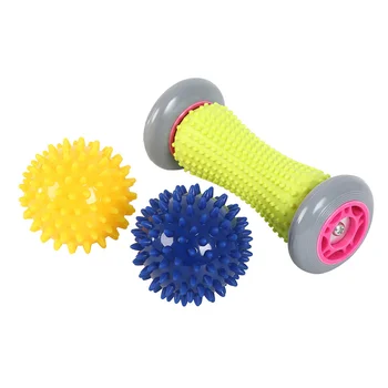 

Yoga Foot Roller Massage for Relief Plantar Fasciitis Reflexology Back Leg Muscle Massager + 2 Spiky Ball