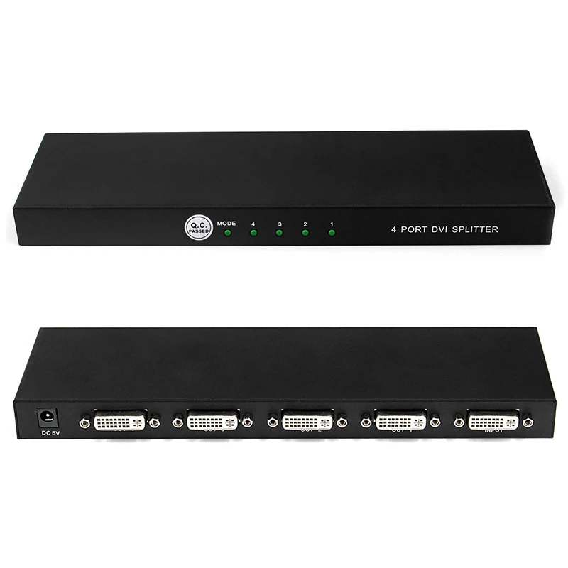 DVI сплиттер 1x4 1 в 4 выход DVI коммутатор видео разветвитель HD 1080P с Мощность адаптер HDMI кабель