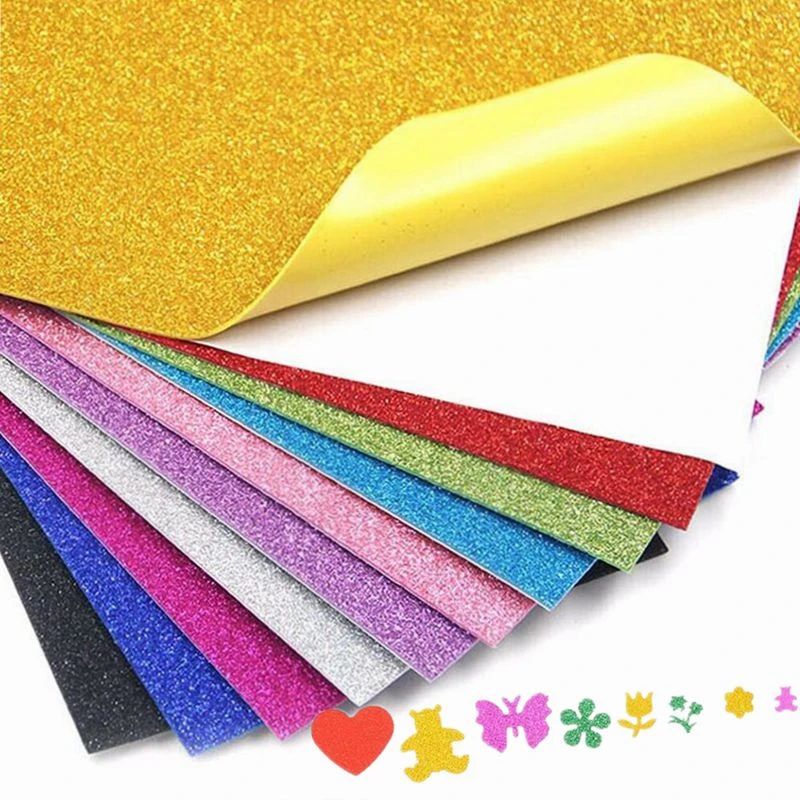Papel de espuma con purpurina en polvo dorado para manualidades, 10 hojas de papel de espuma para manualidades, manualidades, de colores de Origami|Papel para artesanías| - AliExpress