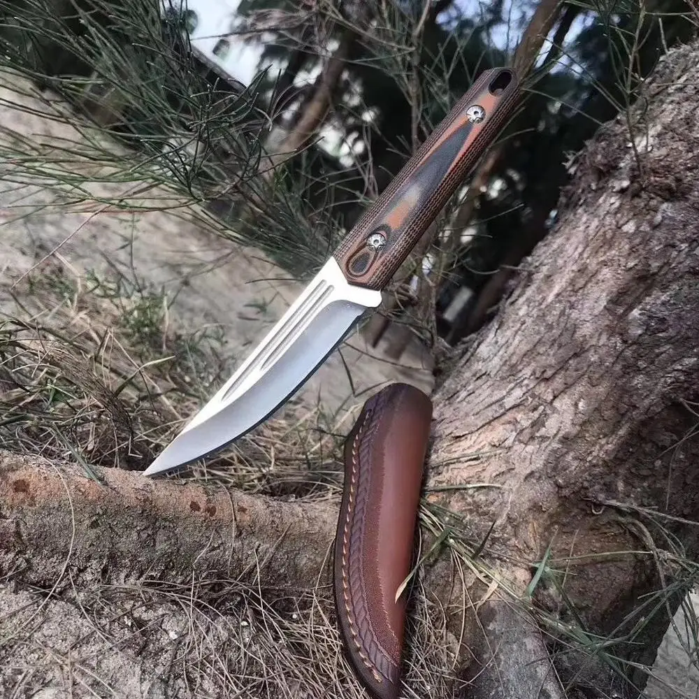 59-60HRC Fixed D2 Blade knife G10 handle Survival Straight knife Tactical Hunting Camping Handmade high quality EDC tool+Holster