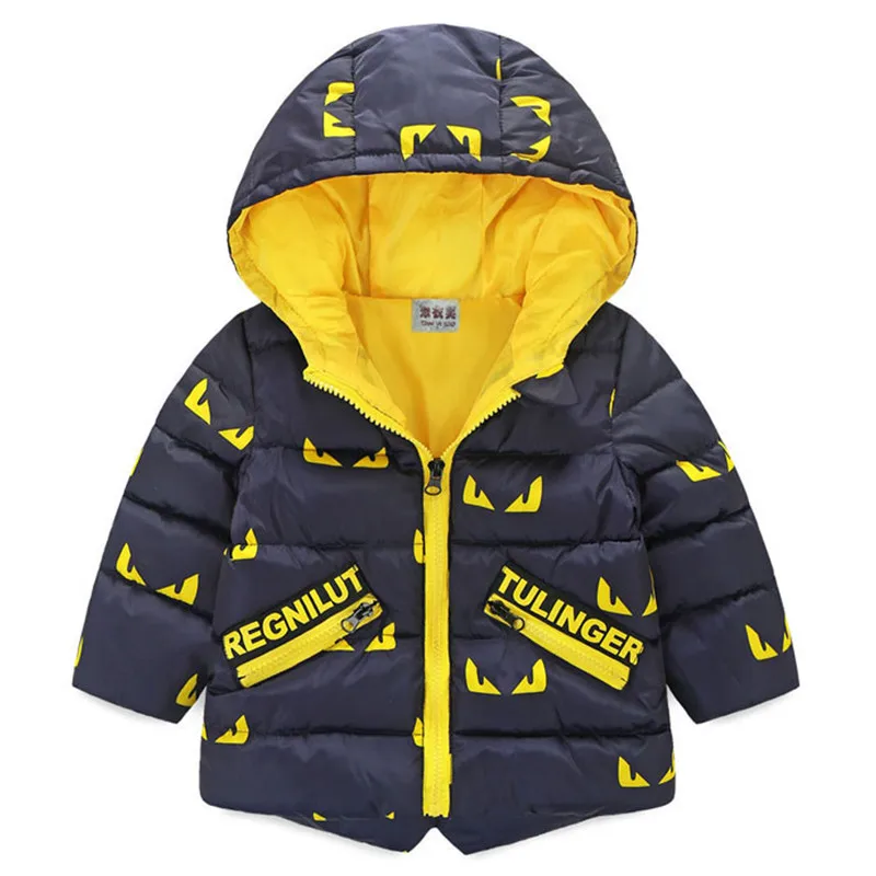 Новая зимняя теплая хлопковая одежда для малышей Детская куртка для мальчиков плотная Детская куртка с принтом модная детская теплая одежда, куртка