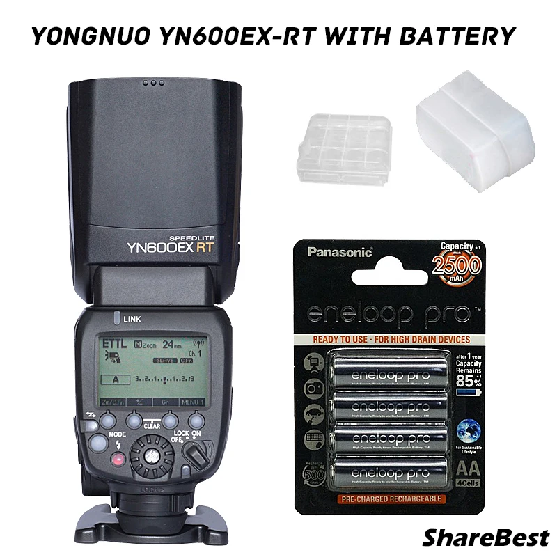 YONGNUO YN600EX-RT II YN600EX Вспышка Speedlite для Canon с перезаряжаемой батареей AA | Электроника