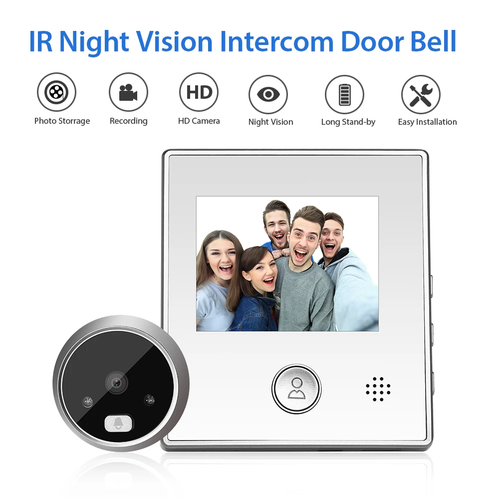 2.8" Visual Doorbell Camera IR Night Vision Intercom Door Bell Viewer Smart Video Peephole Digital Door Eye Security audio video intercom system