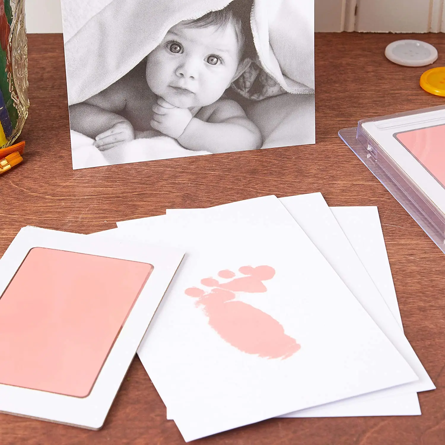 Huella impresa a mano sin tinta para bebé, Kit de huella para niños recién nacidos, recuerdo familiar, regalo para Baby Shower