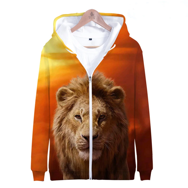 

3d Hoodie Cartoon King Lion Costume Fashion kpop Zipper Hoodies Jackets Long Sleeve 3D Hooded Sweatshirts Tracksuit Top 4XL