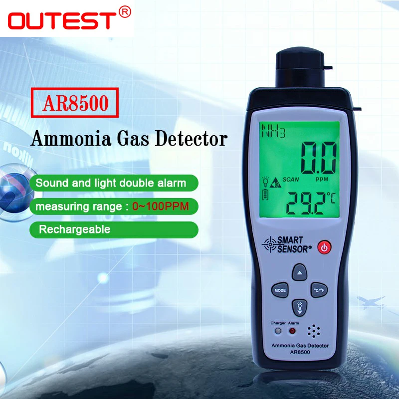 

OUTEST Air Quality Monitor Gas Meter Ammonia TEMP Detector Gas Analyzer NH3 Detector Tester Temperature Thermometer 0-100PPM