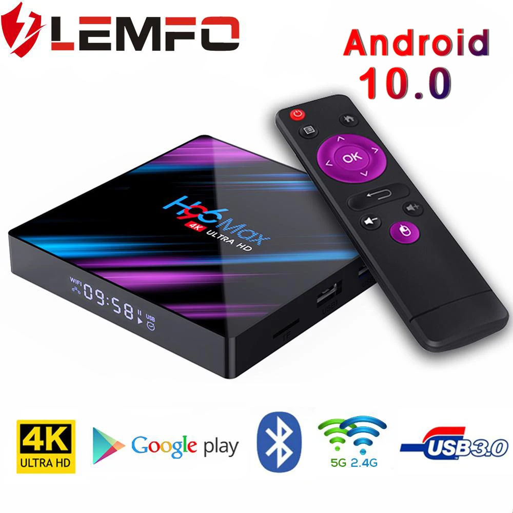 Приставка Смарт-ТВ LEMFO h96 max plus 4 + 64 ГБ USB 3 0 Android 10 | Электроника