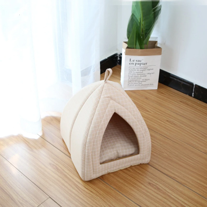 Beige Сообщение мода плед кошка дом теплый дышащий двойного назначения котенок гнездо легкий Противоскользящий экологически чистый щенок домашняя кровать качество - Цвет: Beige