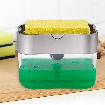 

New Soap Dispenser Soap Pump Sponge Caddy Creative Kitchen 2-in-1 Manual Press Liquid Soap Dispenser 2020 New