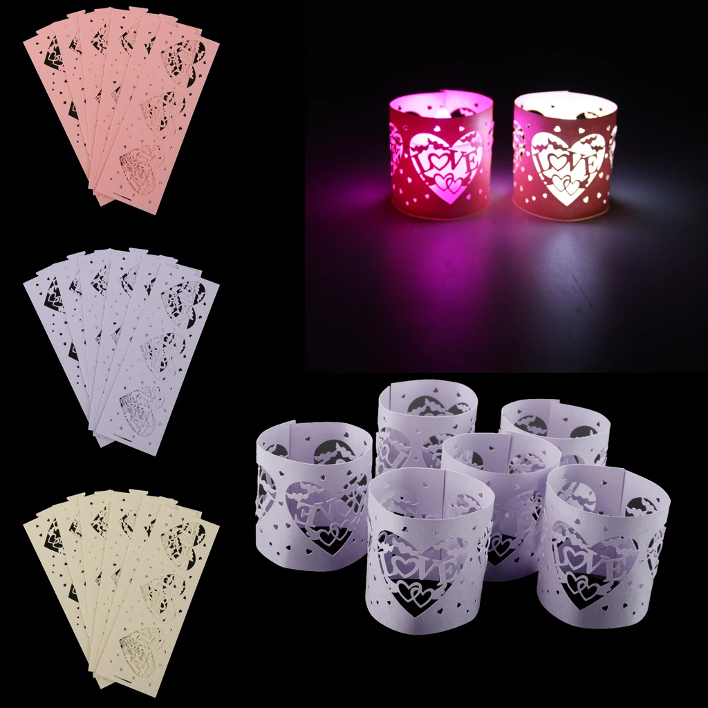 Pack-6 Hollow-out Paper Tealight Votive Candle Wraps Candle Holders Lampshades