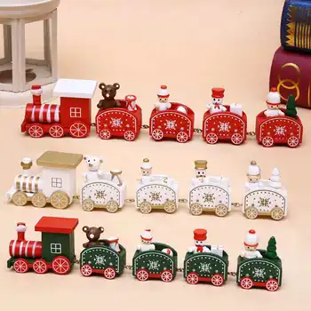 

Christmas Decoration for Home 5 Knots Christmas Train Painted Wooden with Santa Kids Toys Ornament Navidad 2019 New Year Gift