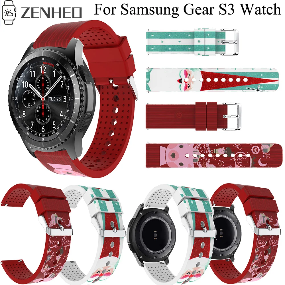 

22mm Christmas Silicone Strap Bands For Samsung Gear S3 Watch Band Replacement Watchband For Samsung Galaxy Watch 46mm Wrsitband