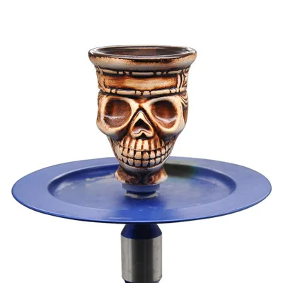 

Skull Faced Ceramic Hookah Bowl 100% Clay Ceramic with Glaze Big Shisha Tobacco Bowl with 6 Holes Funnel for Hookah Smoking